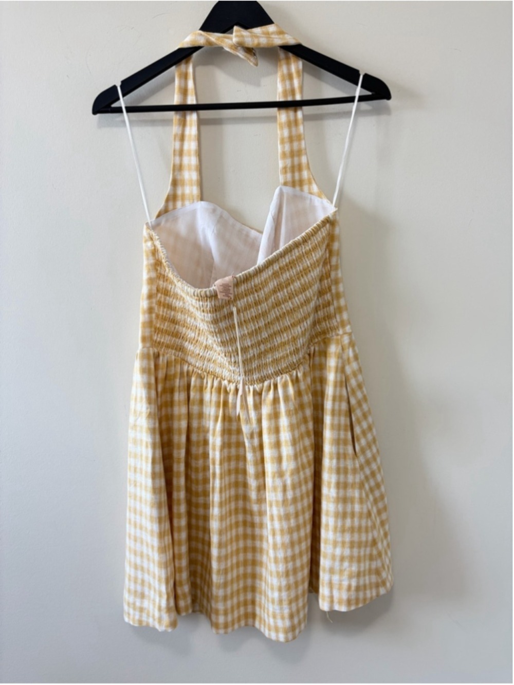 Camila Coelho Linen Blend Cottagecore Halter Gingham Dress size L - Picture 3 of 10